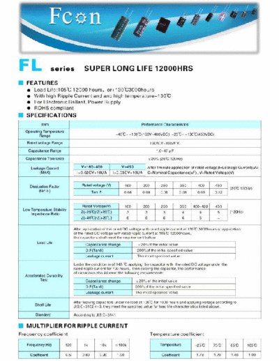 Fcon [radial thru-hole] FL Series  . Electronic Components Datasheets Passive components capacitors Fcon Fcon [radial thru-hole] FL Series.pdf