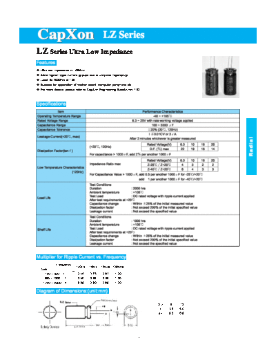 Capxon Capxon 2004 LZ Series  . Electronic Components Datasheets Passive components capacitors Capxon Capxon 2004 LZ Series.pdf