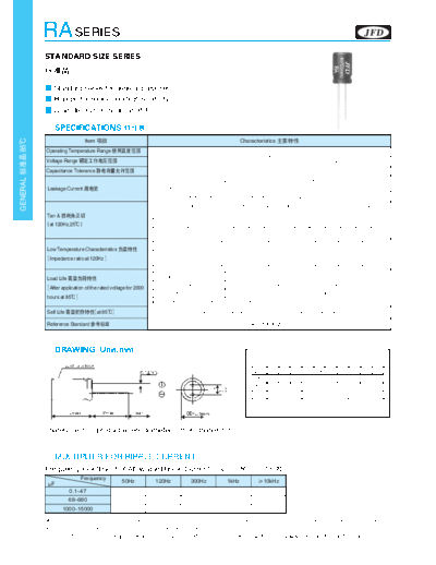 JFD [Jinfuda] JFD [radial thru-hole] RA Series  . Electronic Components Datasheets Passive components capacitors JFD [Jinfuda] JFD [radial thru-hole] RA Series.pdf