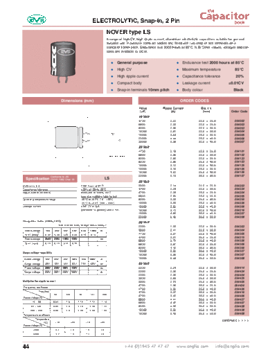 Nover [radial thru-hole] LS Series  . Electronic Components Datasheets Passive components capacitors Nover Nover [radial thru-hole] LS Series.pdf