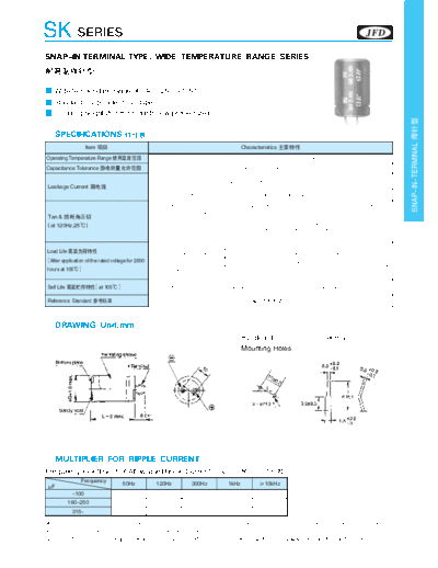 JFD [Jinfuda] JFD [snap-in] SK Series  . Electronic Components Datasheets Passive components capacitors JFD [Jinfuda] JFD [snap-in] SK Series.pdf