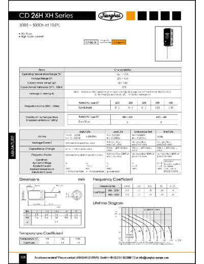 Jianghai [radial thru-hole] XH Series  . Electronic Components Datasheets Passive components capacitors Jianghai Jianghai [radial thru-hole] XH Series.pdf