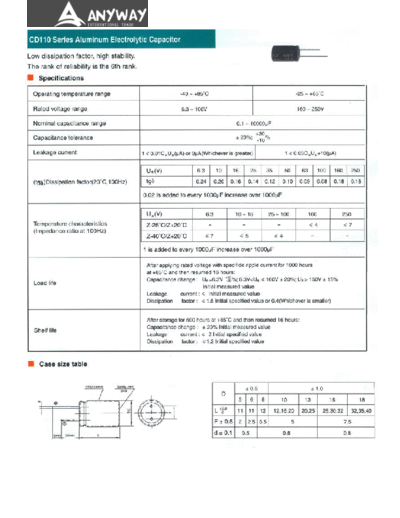 HZC [Anyway Int.] HZC [radial thru-hole] CD110 Series  . Electronic Components Datasheets Passive components capacitors HZC [Anyway Int.] HZC [radial thru-hole] CD110 Series.pdf