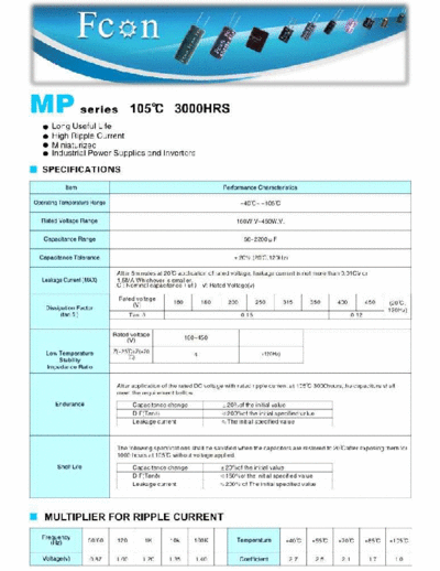 Fcon Fcon [snap-in] MP Series  . Electronic Components Datasheets Passive components capacitors Fcon Fcon [snap-in] MP Series.pdf