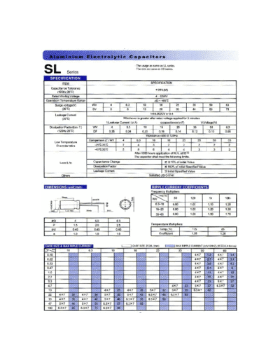 Chang-Chang [radial thru-hole] SL Series  . Electronic Components Datasheets Passive components capacitors Chang-Chang chang-chang [radial thru-hole] SL Series.pdf