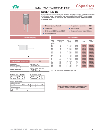 Nover [radial thru-hole] RB Series  . Electronic Components Datasheets Passive components capacitors Nover Nover [radial thru-hole] RB Series.pdf