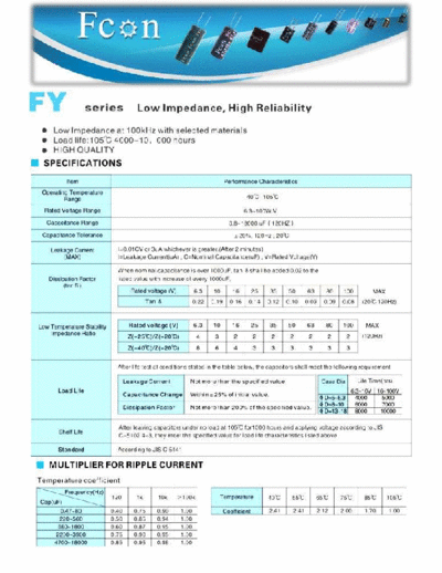 Fcon [radial thru-hole] FY Series  . Electronic Components Datasheets Passive components capacitors Fcon Fcon [radial thru-hole] FY Series.pdf