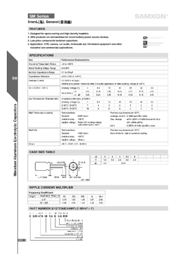 Samxon [radial thru-hole] SM Series  . Electronic Components Datasheets Passive components capacitors Samxon Samxon [radial thru-hole] SM Series.pdf
