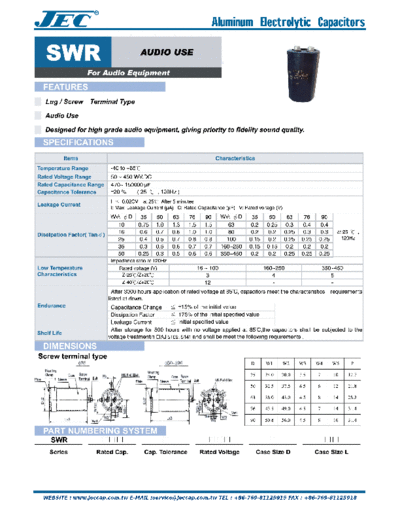 JEC [screw-terminal] SWR Series  . Electronic Components Datasheets Passive components capacitors JEC JEC [screw-terminal] SWR Series.pdf