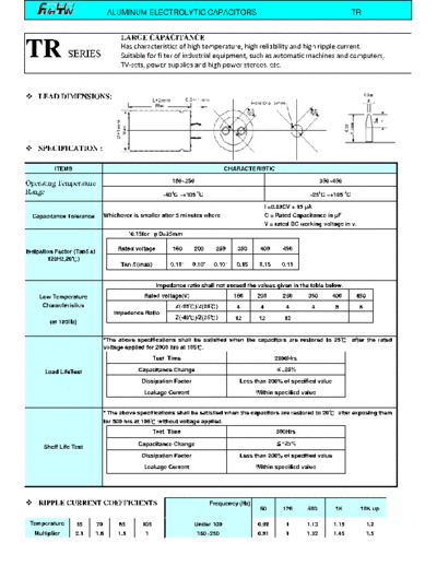 FuhYin [snap-in] TR series  . Electronic Components Datasheets Passive components capacitors FuhYin FuhYin [snap-in] TR series.pdf