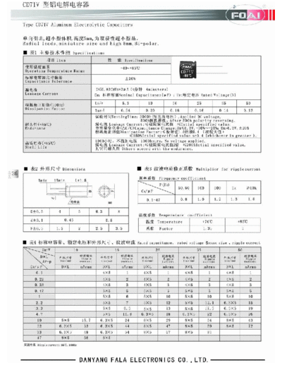 Foai [radial thru-hole] CD71V Series  . Electronic Components Datasheets Passive components capacitors Foai Foai [radial thru-hole] CD71V Series.pdf