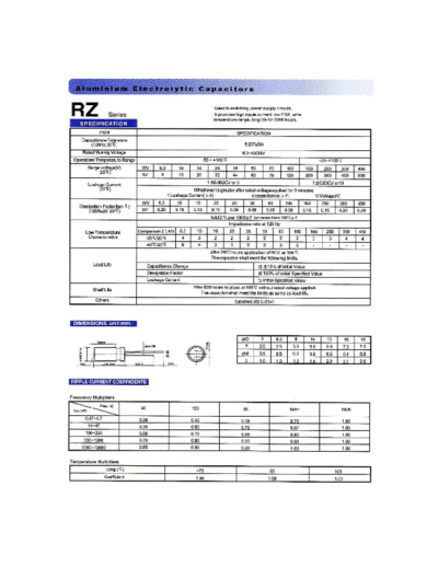 Chang-Chang [radial thru-hole] RZ Series  . Electronic Components Datasheets Passive components capacitors Chang-Chang chang-chang [radial thru-hole] RZ Series.pdf