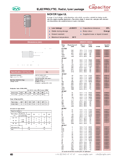 Nover [radial thru-hole] LL Series  . Electronic Components Datasheets Passive components capacitors Nover Nover [radial thru-hole] LL Series.pdf