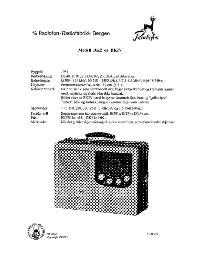 AS RADIOFON Radiofon modell-BK2-og-BK2V-s  . Rare and Ancient Equipment AS RADIOFON Audio Radiofon modell-BK2-og-BK2V-s.pdf