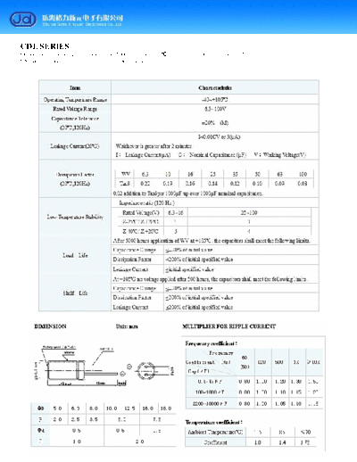 J.d [Gree] J.d [radial thru-hole] CDL Series  . Electronic Components Datasheets Passive components capacitors J.d [Gree] J.d [radial thru-hole] CDL Series.pdf