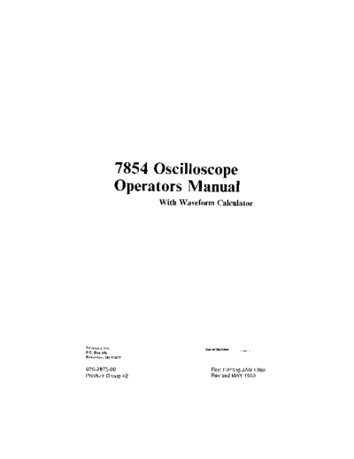 Tektronix 7854 Oscilloscope (w. waveform calculator) (1989)  Tektronix 7854 Oscilloscope (w. waveform calculator) (1989).pdf