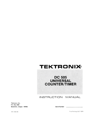 Tektronix DC505 Universal Counter-Timer (Plugin) (1974) WW  Tektronix DC505 Universal Counter-Timer (Plugin) (1974) WW.pdf