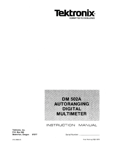 Tektronix DM502A Autoranging Digital Multimeter (Plugin) (1979) WW  Tektronix DM502A Autoranging Digital Multimeter (Plugin) (1979) WW.pdf