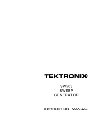 Tektronix SW503 Sweep Generator (Plugin) WW  Tektronix SW503 Sweep Generator (Plugin) WW.pdf