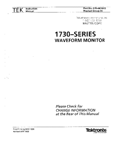 Tektronix TEK 1730 Series Instruction  Tektronix TEK 1730 Series Instruction.pdf