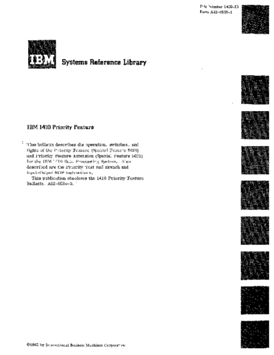 IBM A22-0530-1 1410 priorityFea  IBM 1410 A22-0530-1_1410_priorityFea.pdf