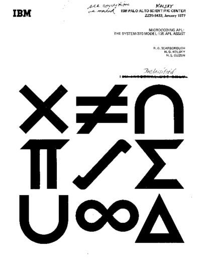 IBM ZZ20-6433 Microcoding APL The 370 135 APL Assist Jan77  IBM apl ZZ20-6433_Microcoding_APL_The_370_135_APL_Assist_Jan77.pdf