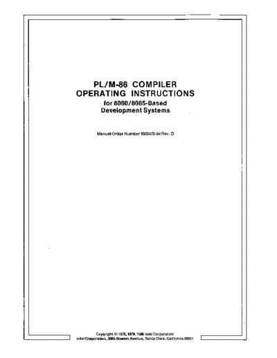 Intel 9800478-04 PLM-86 Compiler Operating Instructions for 8080 Development Systems Aug80  Intel MDS3 9800478-04_PLM-86_Compiler_Operating_Instructions_for_8080_Development_Systems_Aug80.pdf