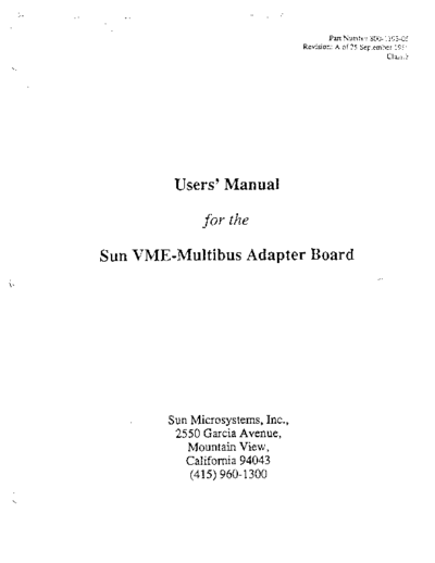sun 800-1193-05 VME-Multibus Adapter Users Manual  sun sun3 800-1193-05_VME-Multibus_Adapter_Users_Manual.pdf