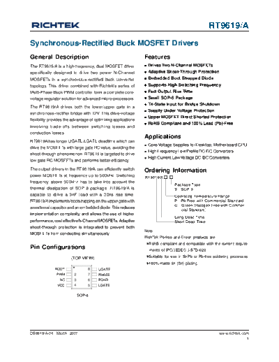 Various RT9619  . Electronic Components Datasheets Various RT9619.PDF