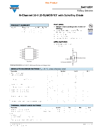 Various SI4712DY - N - Channel 30-V (D-S) MOSFET with Schottky Diode  . Electronic Components Datasheets Various SI4712DY - N - Channel 30-V (D-S) MOSFET with Schottky Diode.pdf