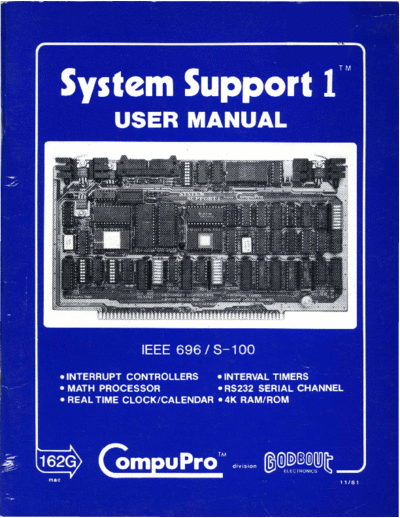 compupro 162G System Support 1 User Manual Nov81  . Rare and Ancient Equipment compupro 162G_System_Support_1_User_Manual_Nov81.pdf