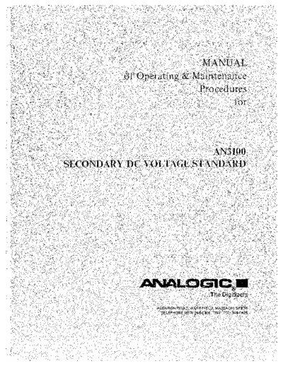 analogic AN3100 Operating & Maintenance  . Rare and Ancient Equipment analogic AN3100 Operating & Maintenance.pdf