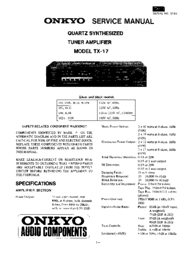 ONKYO hfe onkyo tx-17 service  ONKYO Audio TX-17 hfe_onkyo_tx-17_service.pdf