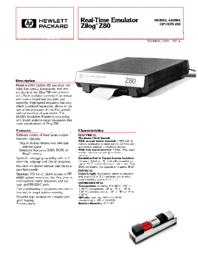 HP 5953-2764 Real-Time Emulator Zilog Z80 Oct-1981  HP 64000 brochures 5953-2764_Real-Time_Emulator_Zilog_Z80_Oct-1981.pdf