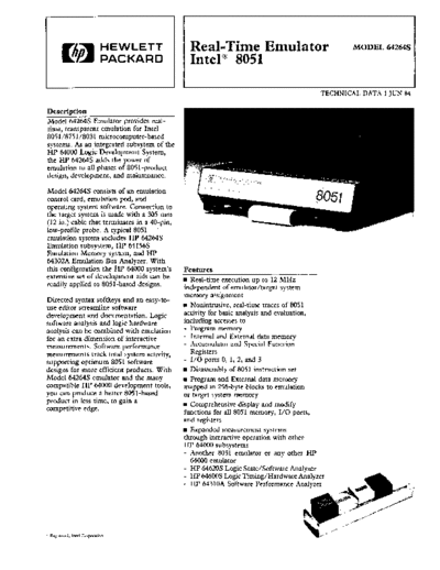 HP 5953-9236 Real-Time Emulator Intel 8051 Jun-1984  HP 64000 brochures 5953-9236_Real-Time_Emulator_Intel_8051_Jun-1984.pdf