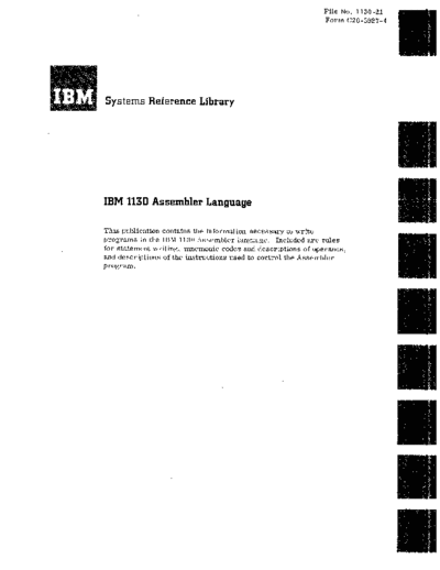IBM C26-5927-4 1130 Assembler Language 1968  IBM 1130 lang C26-5927-4_1130_Assembler_Language_1968.pdf