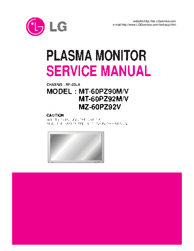 LG MT-60PZ90V Service Manual  LG Plasma MZ-60PZ92V MT-60PZ90V Service Manual.pdf