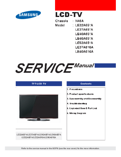 Samsung Samsung LExxA65x 616 Ch N46A  Samsung LCD TV LE46A65A Samsung LExxA65x_616 Ch N46A.pdf