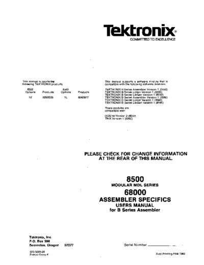 Tektronix 070-3855-00 68000 Assembler Specifics Feb82  Tektronix 85xx 856x 070-3855-00_68000_Assembler_Specifics_Feb82.pdf