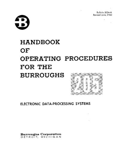 burroughs 3044-A B205 Operating Procedures Jun60  burroughs electrodata 205 3044-A_B205_Operating_Procedures_Jun60.pdf