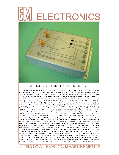 . Rare and Ancient Equipment A10 Data Sheet  . Rare and Ancient Equipment EM Electronics A10 A10 Data Sheet.PDF