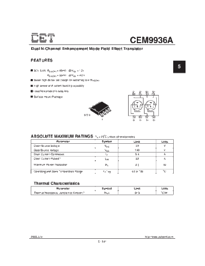 CET cem9936a  . Electronic Components Datasheets Active components Transistors CET cem9936a.pdf