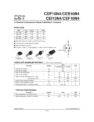 CET cep10n4 ceb10n4 cei10n4 cef10n4  . Electronic Components Datasheets Active components Transistors CET cep10n4_ceb10n4_cei10n4_cef10n4.pdf