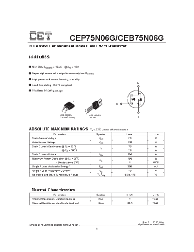 CET cep75n06g ceb75n06g  . Electronic Components Datasheets Active components Transistors CET cep75n06g_ceb75n06g.pdf
