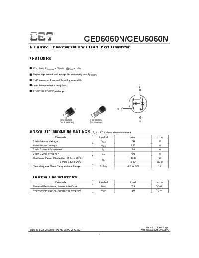 CET ceu6060n ced6060n  . Electronic Components Datasheets Active components Transistors CET ceu6060n_ced6060n.pdf