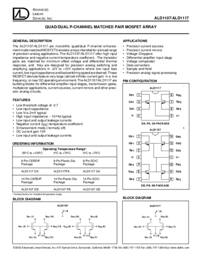 ALD ald1107 ald1117  . Electronic Components Datasheets Active components Transistors ALD ald1107_ald1117.pdf