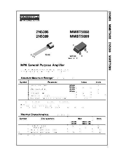 Fairchild Semiconductor 2n5088 mmbt5088 2n5089 mmbt5089  . Electronic Components Datasheets Active components Transistors Fairchild Semiconductor 2n5088_mmbt5088_2n5089_mmbt5089.pdf