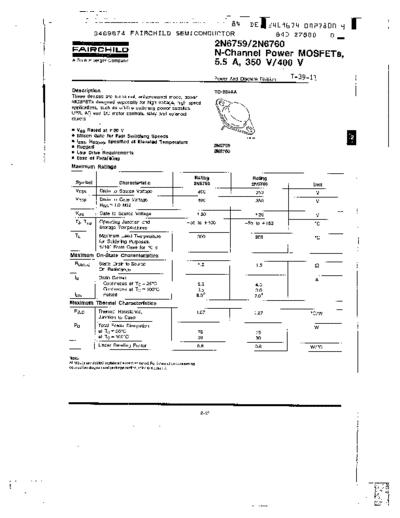 Fairchild Semiconductor 2n6759  . Electronic Components Datasheets Active components Transistors Fairchild Semiconductor 2n6759.pdf