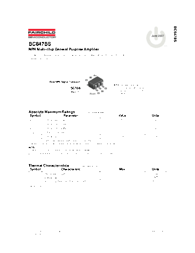 Fairchild Semiconductor bc847bs  . Electronic Components Datasheets Active components Transistors Fairchild Semiconductor bc847bs.pdf