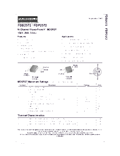 Fairchild Semiconductor fdb2572 fdp2572  . Electronic Components Datasheets Active components Transistors Fairchild Semiconductor fdb2572_fdp2572.pdf